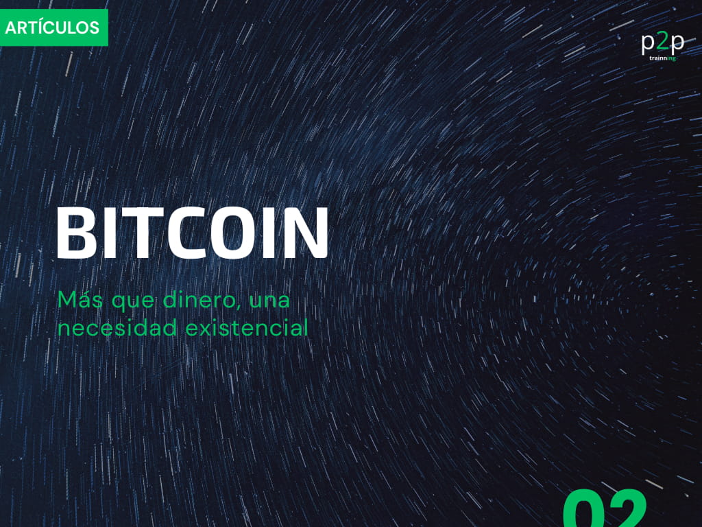 Imagen con texto resalta la importancia de Bitcoin en P2P TRAINNING, formación premium sobre criptomonedas. Diseño profesional y en movimiento.